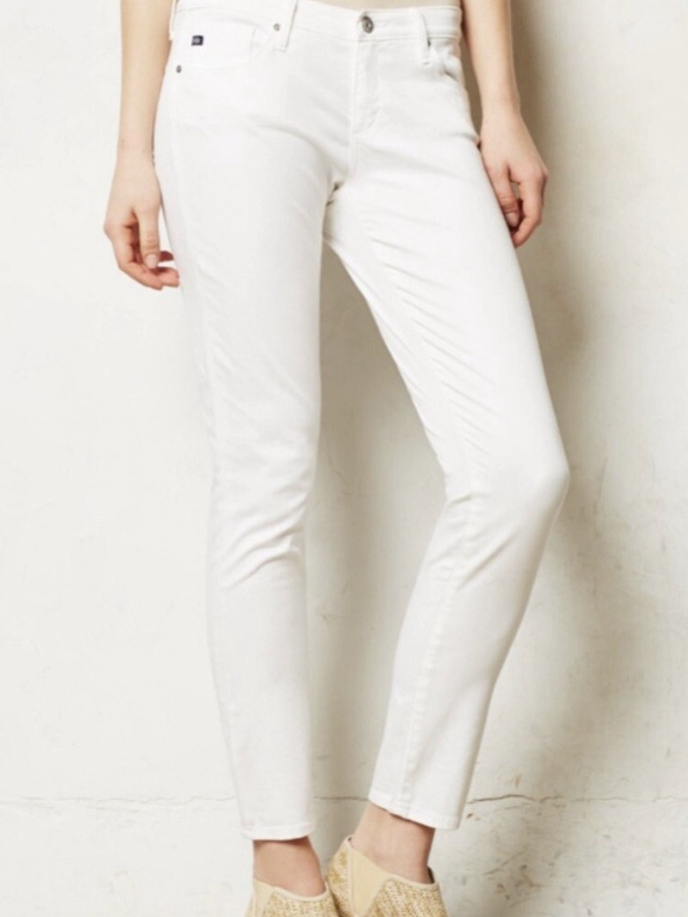AG Adriano Goldschmied The Stevie Ankle White Slim Straight-Leg Jeans